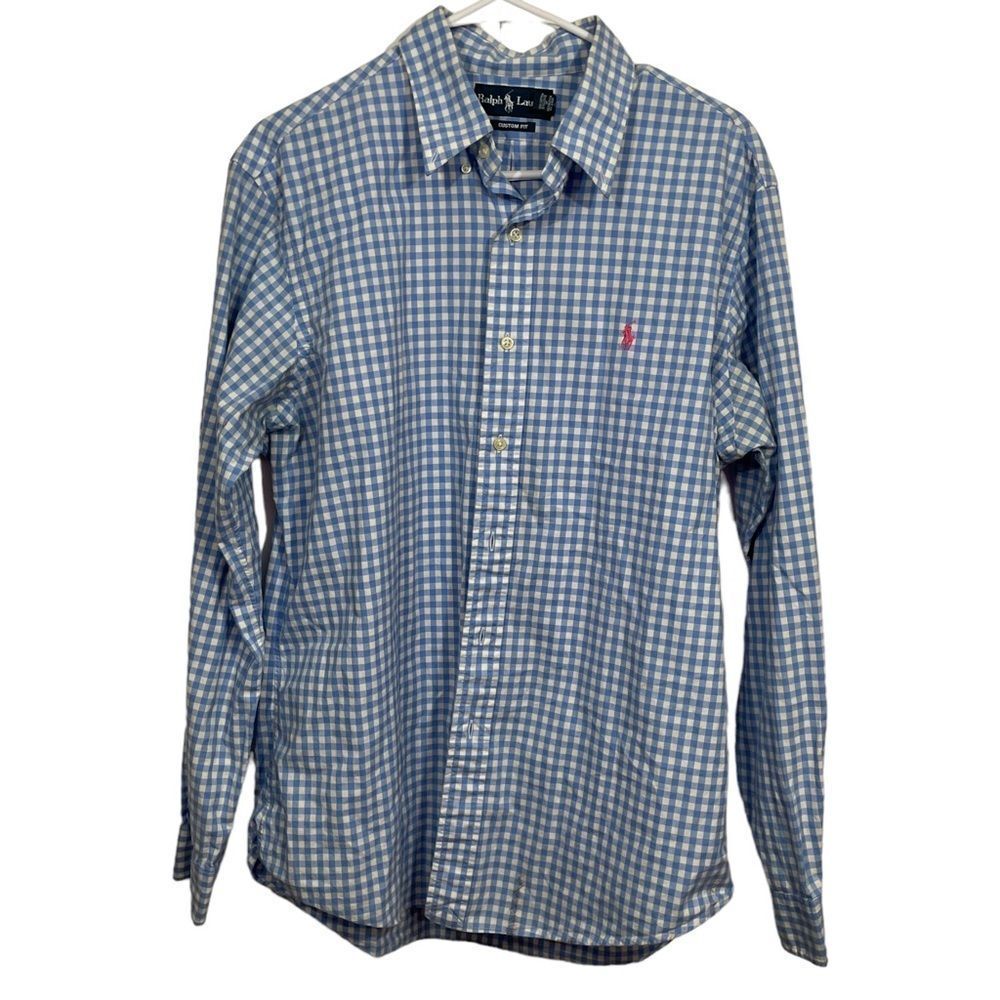 Polo Ralph Lauren Blue & White Checkered Button Down Dress Shirt